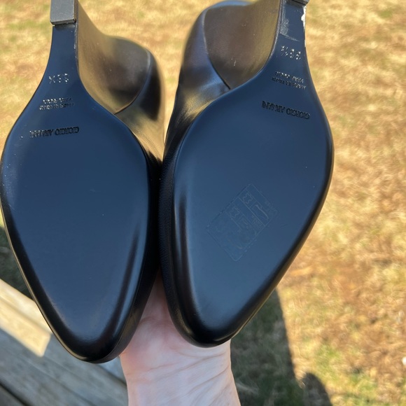 NWOB Giorgio Armani Size 38.5 Black Leather Round Toe Wedge Heel - Picture 14 of 16